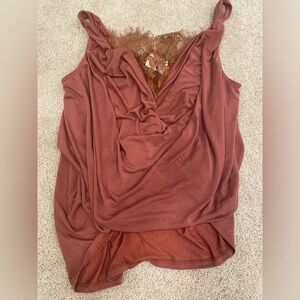 Elegant Lace Trimmed Rust Top size S